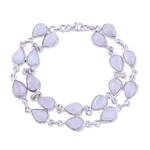 Rainbow moonstone link bracelet, 'Eternal Nature' - Rainbow Moonstone and Sterling Silver Link Bracelet
