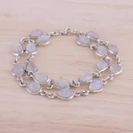 Rainbow moonstone link bracelet, 'Eternal Nature' - Rainbow Moonstone and Sterling Silver Link Bracelet