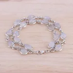 Rainbow moonstone link bracelet, 'Eternal Nature' - Rainbow Moonstone and Sterling Silver Link Bracelet