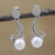 Rhodium plated cultured pearl dangle earrings, 'Glowing Wisp' - Rhodium Plated Cultured Pearl Dangle Earrings from India (image 2) thumbail
