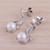 Rhodium plated cultured pearl dangle earrings, 'Glowing Wisp' - Rhodium Plated Cultured Pearl Dangle Earrings from India (image 2b) thumbail