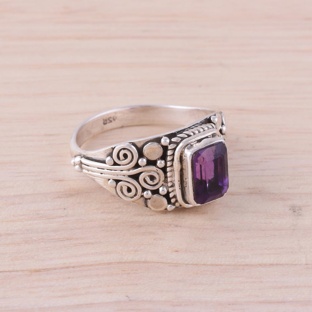 Amethyst and Sterling Silver Single Stone Ring from India - Royal ...