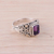 Amethyst single-stone ring, 'Royal Luxury' - Amethyst and Sterling Silver Single Stone Ring from India (image 2) thumbail