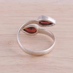Garnet wrap ring, 'Radiant Drops' - Polished Sterling Silver and Garnet Wrap Ring