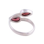 Garnet wrap ring, 'Radiant Drops' - Polished Sterling Silver and Garnet Wrap Ring