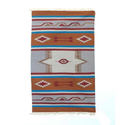 Wool dhurrie rug, 'Grand Palace' (3x5) - 3x5 Wool Dhurrie in Burnt Orange and Smoke from India