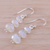 Rainbow moonstone dangle earrings, 'Natural Ellipses' - Rainbow Moonstone and 925 Silver Dangle Earrings from India (image 2b) thumbail