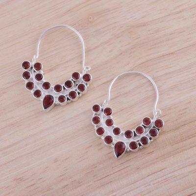 Garnet And Sterling Silver Hoop Earrings From India Princess Garnet Hoop Earrings Princess Radiance And Sterling Silver From