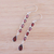 Garnet dangle earrings, 'Sparkling Rain' - Handcrafted Teardrop Garnet Dangle Earrings from India (image 2b) thumbail