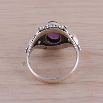 Amethyst cocktail ring, 'Radiant Royalty' - Handcrafted Amethyst and Sterling Silver Cocktail Ring
