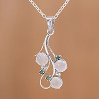 Moonstone and emerald pendant necklace, Misty Delight