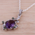 Rhodium plated amethyst and emerald pendant necklace, 'Harmony Vine' - Rhodium Plated Amethyst and Emerald Necklace from India (image 2b) thumbail