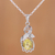 Rhodium plated citrine pendant necklace, 'Sunshine Vine' - Rhodium Plated Leafy Citrine Pendant Necklace from India (image 2) thumbail