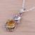 Rhodium plated citrine pendant necklace, 'Sunshine Vine' - Rhodium Plated Leafy Citrine Pendant Necklace from India (image 2b) thumbail