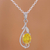 Rhodium plated citrine pendant necklace, 'Morning Vine' - Rhodium Plated Yellow Citrine Pendant Necklace from India