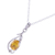 Rhodium plated citrine pendant necklace, 'Morning Vine' - Rhodium Plated Yellow Citrine Pendant Necklace from India