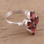 Garnet cocktail ring, 'Red Sparkle' - Faceted Garnet and Silver Cocktail Ring from India (image 2) thumbail