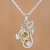 Citrine pendant necklace, 'Sunny Vines' - Rhodium Plated Citrine Pendant Necklace from India thumbail