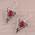 Carnelian and garnet dangle earrings, 'Radiant Triangle' - Carnelian and Garnet Sterling Silver Dangle Earrings