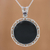 Onyx and garnet pendant necklace, 'Midnight Circle' - Onyx and Garnet Adjustable Pendant Necklace from India