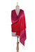 Tie-dyed silk and wool blend shawl, 'Blissful Fusion' - Tie-Dyed Silk and Wool Blend Shawl in Crimson and Berry