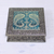 Nickel plated brass decorative box, 'Majestic Peacock' - Nickel Plated Brass Decorative Box with Peacocks from India (image 2b) thumbail
