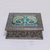 Nickel plated brass decorative box, 'Majestic Peacock' - Nickel Plated Brass Decorative Box with Peacocks from India (image 2c) thumbail