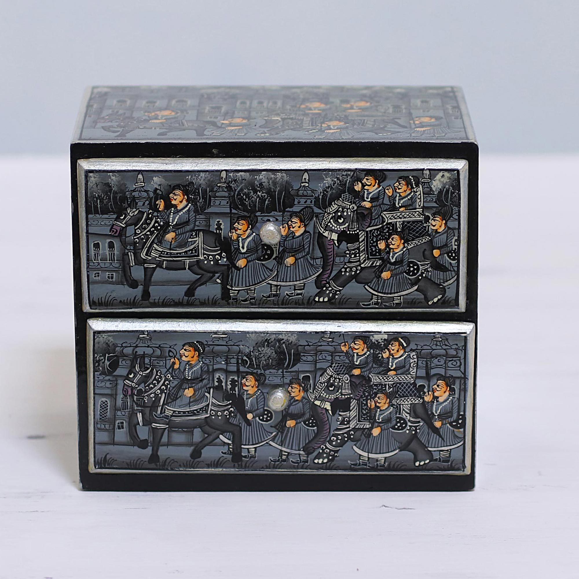 Miniature Painting Petite Chest Of Drawers The Royal Procession