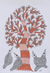 Gondemalerei, 'Aufenthalt der Vögel - Freihändig signierter Lebensbaum mit Vögeln Indisches Gondelgemälde