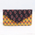 Cotton clutch, 'Harmonious Design' - Floral Cotton Clutch in Saffron and Jade from India