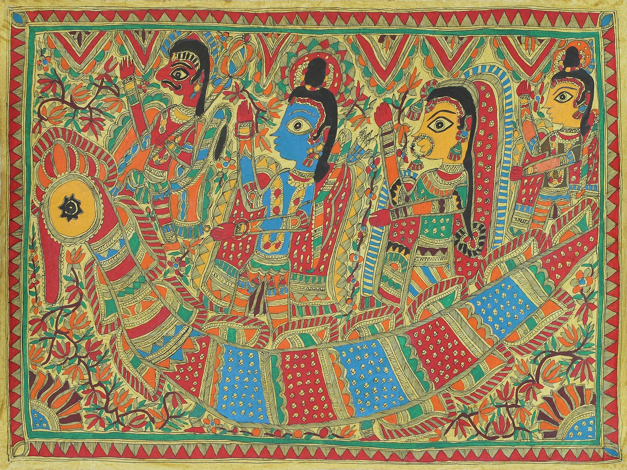 Authentic India Madhubani Painting from the Ramayana - The Journey | NOVICA