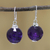 Amethyst dangle earrings, 'Dazzling Orbs' - Sterling Silver Amethyst Orb Dangle Earrings from India thumbail