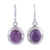 Amethyst dangle earrings, 'Haloed Purple' - Amethyst and Sterling Silver Dangle Earrings from India (image 2a) thumbail