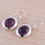 Amethyst dangle earrings, 'Haloed Purple' - Amethyst and Sterling Silver Dangle Earrings from India (image 2b) thumbail