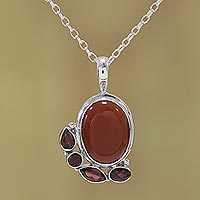 Garnet and carnelian pendant necklace, Fires Embers