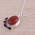 Garnet and carnelian pendant necklace, 'Fire's Embers' - Indian Sterling Silver Garnet and Carnelian Pendant Necklace (image 2b) thumbail