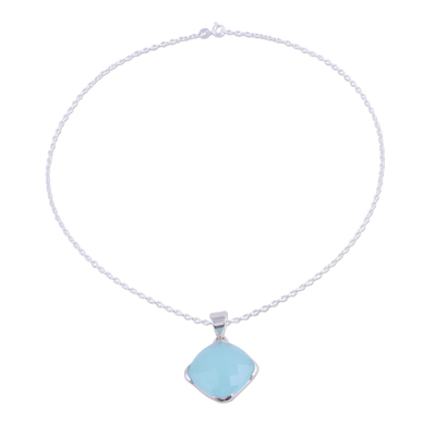 Chalcedony pendant necklace, 'Soaring' - Chalcedony and Sterling Silver Pendant Necklace from India