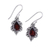 Garnet dangle earrings, 'Red Intricacy' - Sterling Silver and Garnet Dangle Earrings from India (image 2d) thumbail