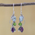 Multi-gemstone dangle earrings, 'Shimmering Alliance' - Blue Topaz Peridot Amethyst Sterling Silver Dangle Earrings (image 2b) thumbail