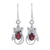 Rhodium plated garnet dangle earrings, 'Red Buds' - Rhodium Plated Leafy Garnet Dangle Earrings from India thumbail