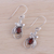Rhodium plated garnet dangle earrings, 'Red Buds' - Rhodium Plated Leafy Garnet Dangle Earrings from India (image 2c) thumbail