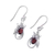 Rhodium plated garnet dangle earrings, 'Red Buds' - Rhodium Plated Leafy Garnet Dangle Earrings from India (image 2e) thumbail
