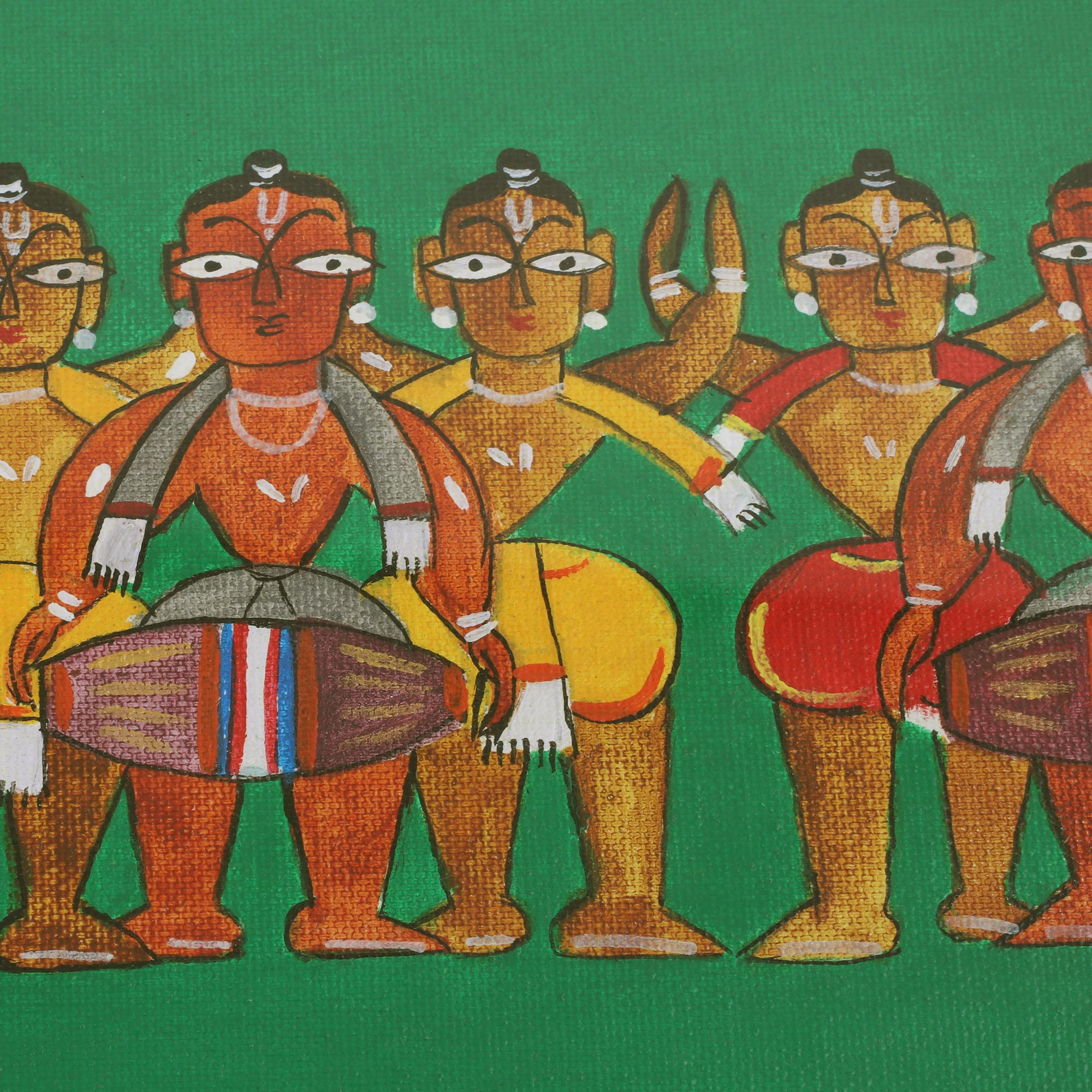 Bengali Festival Painting Green Tray Bengali Celebrations NOVICA