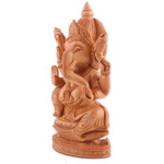 Wood sculpture, 'Royal Protector' - Hand-Carved Kadam Wood Sculpture of Ganesha from India