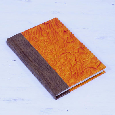 Tagebuch aus Baumwolle mit Lederakzent - Ledertagebuch in Braun und Burnt Orange aus Indien