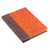 Leather accent cotton journal, 'Passionate Fire' - Leather Journal in Brown and Burnt Orange from India