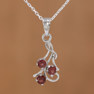 Garnet pendant necklace, Twirling Radiance