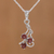 Garnet pendant necklace, 'Twirling Radiance' - Rhodium Plated Garnet Pendant Necklace from India thumbail