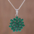 Onyx pendant necklace, 'Verdant Brilliance' - Rhodium Plated Green Onyx Floral Pendant Necklace from India thumbail