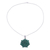 Onyx pendant necklace, 'Verdant Brilliance' - Rhodium Plated Green Onyx Floral Pendant Necklace from India thumbail